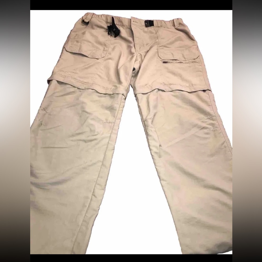 Eddie Bauer mens TAN Convertible Cargo Pants XL Men 34” Inseam Stretch Waist MEN